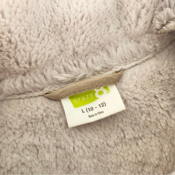 Crazy 8 Faux Suede Jacket Girls Large 10/12 Beige Tan Soft Fur Cream Lining - Picture 7 of 7